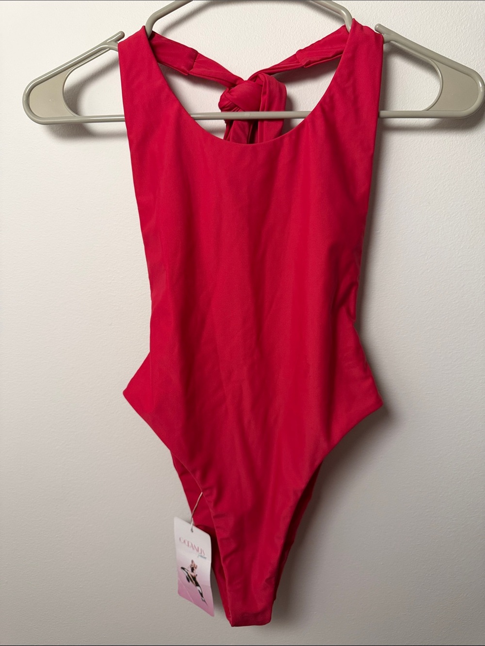 NWT Oceanus Swimwear Red Cutout Halter One Piece Swimsuit / S